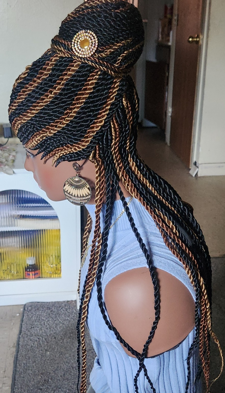 Fully hand braided senegale twist cornrows wig poney bout Multiple colors