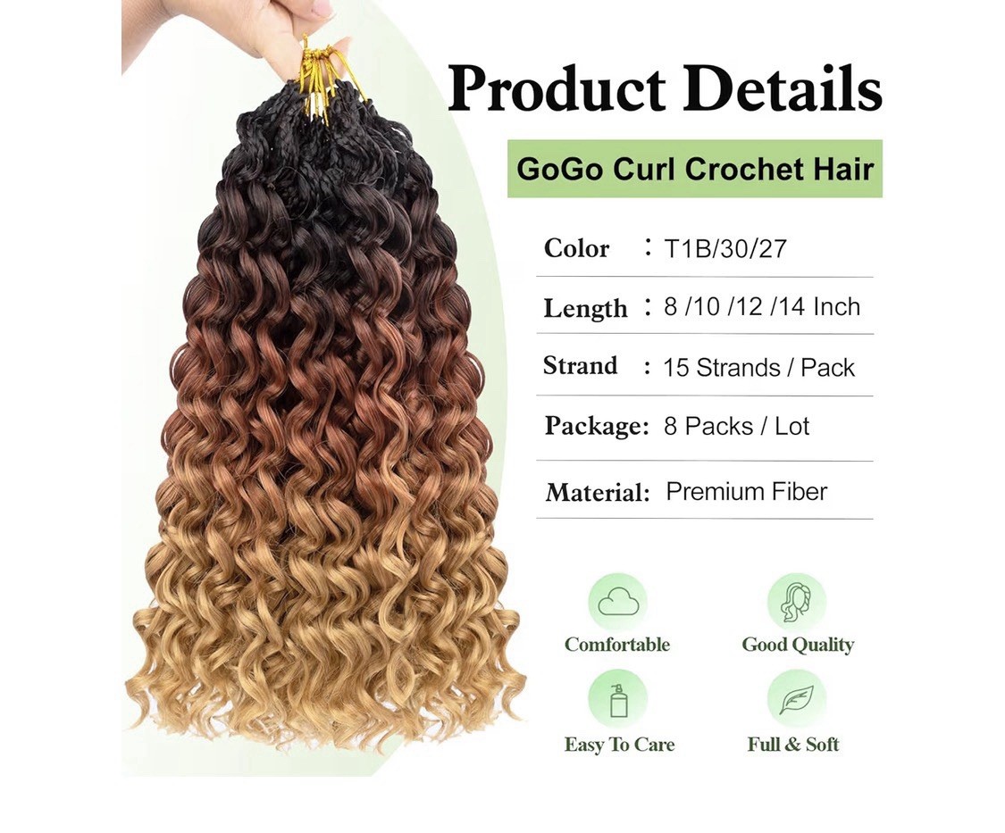 Curly Crochet Hair for Black Women Pre Looped Gogo Curl Crochet Hair 1B3027 Boho