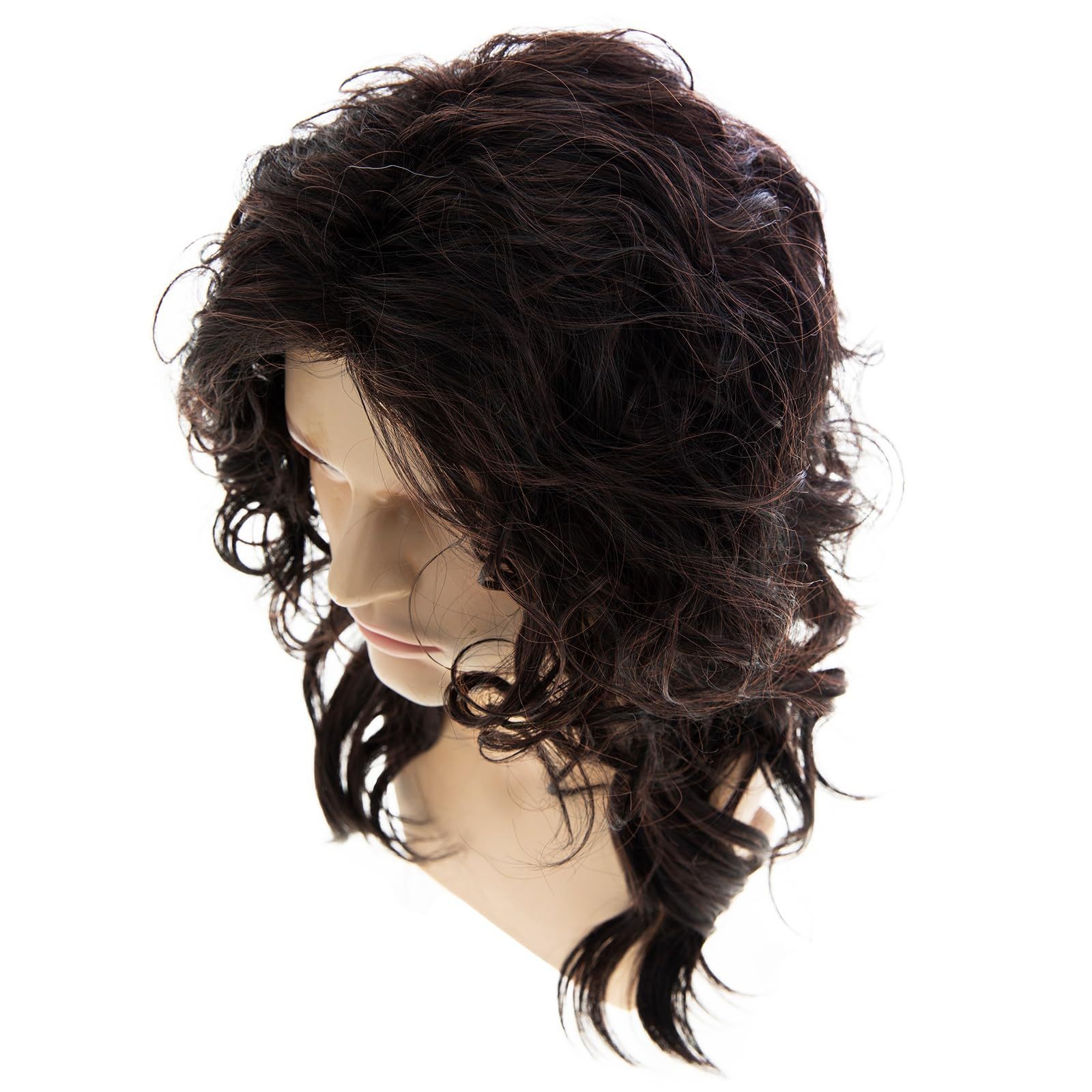 Brown Middle Part Long Curly Wig for Men High Temperature Fiber Rose Net Wig