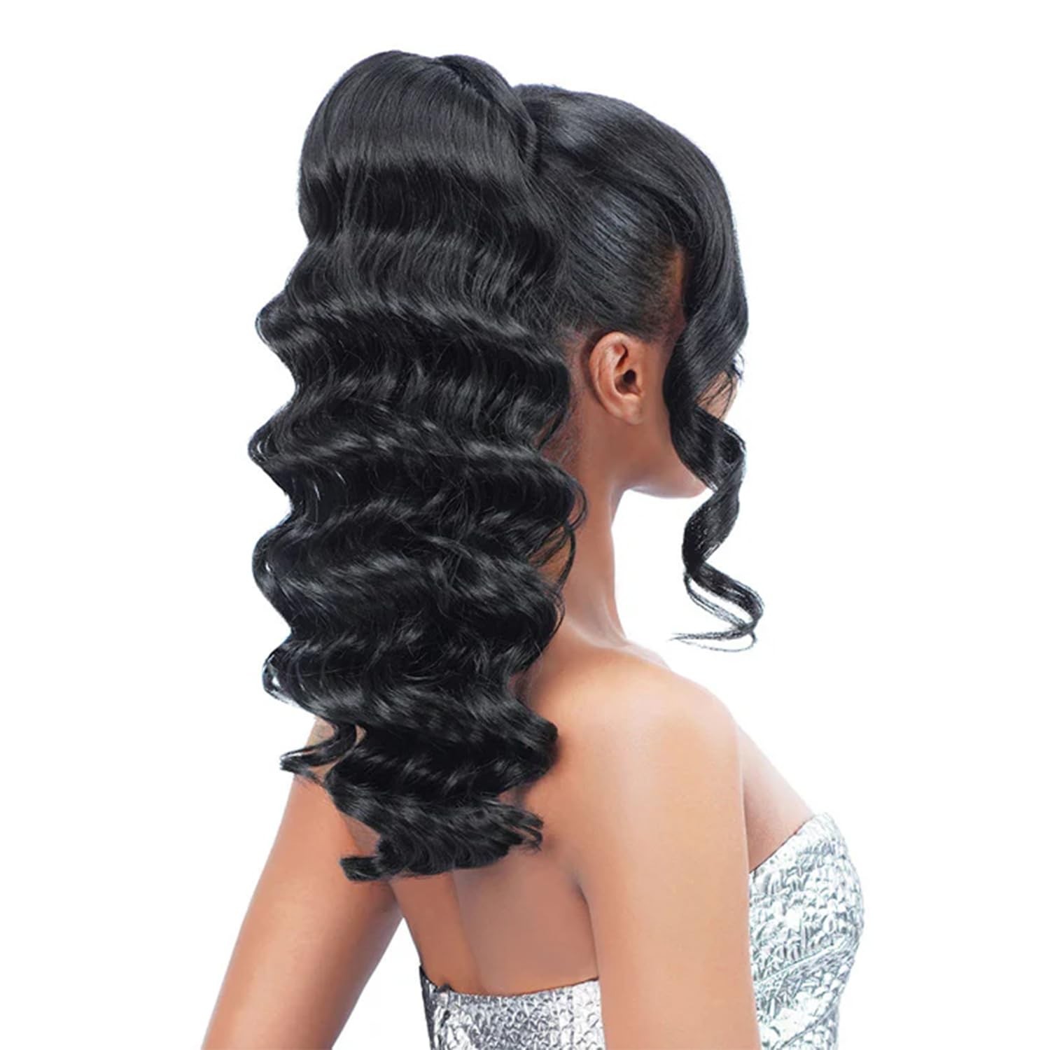 Drawstring Ponytail Lace Part Split Bang Off Black 1B – Stylish Hair Extension