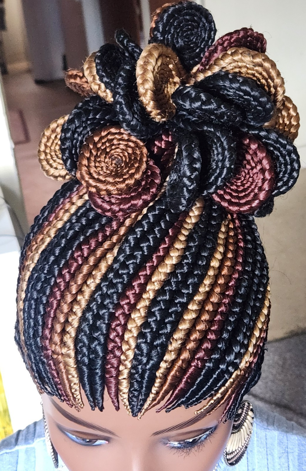 Fully hand braided box braid cornrows wig poney tail disque Multiple colors