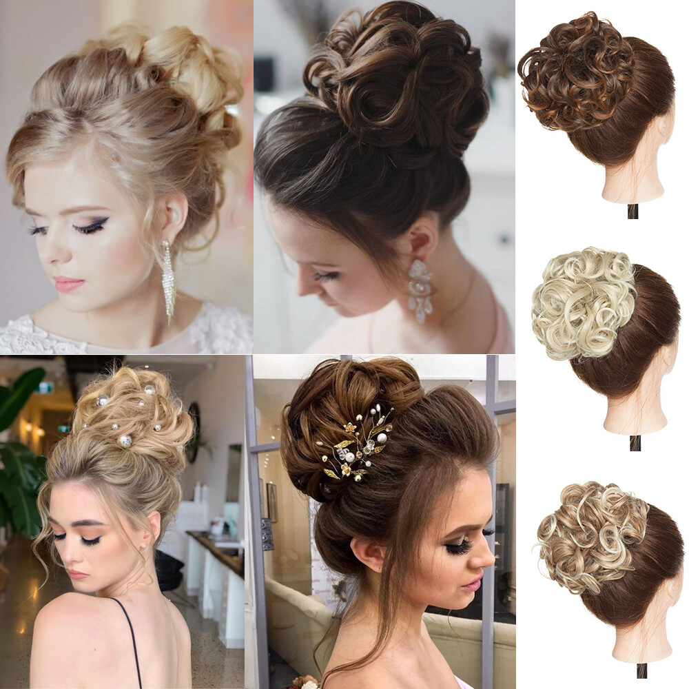 Large Chignon Messy Bun Comb Clip in Hair Extensions Hairpiece Scrunchie Curly