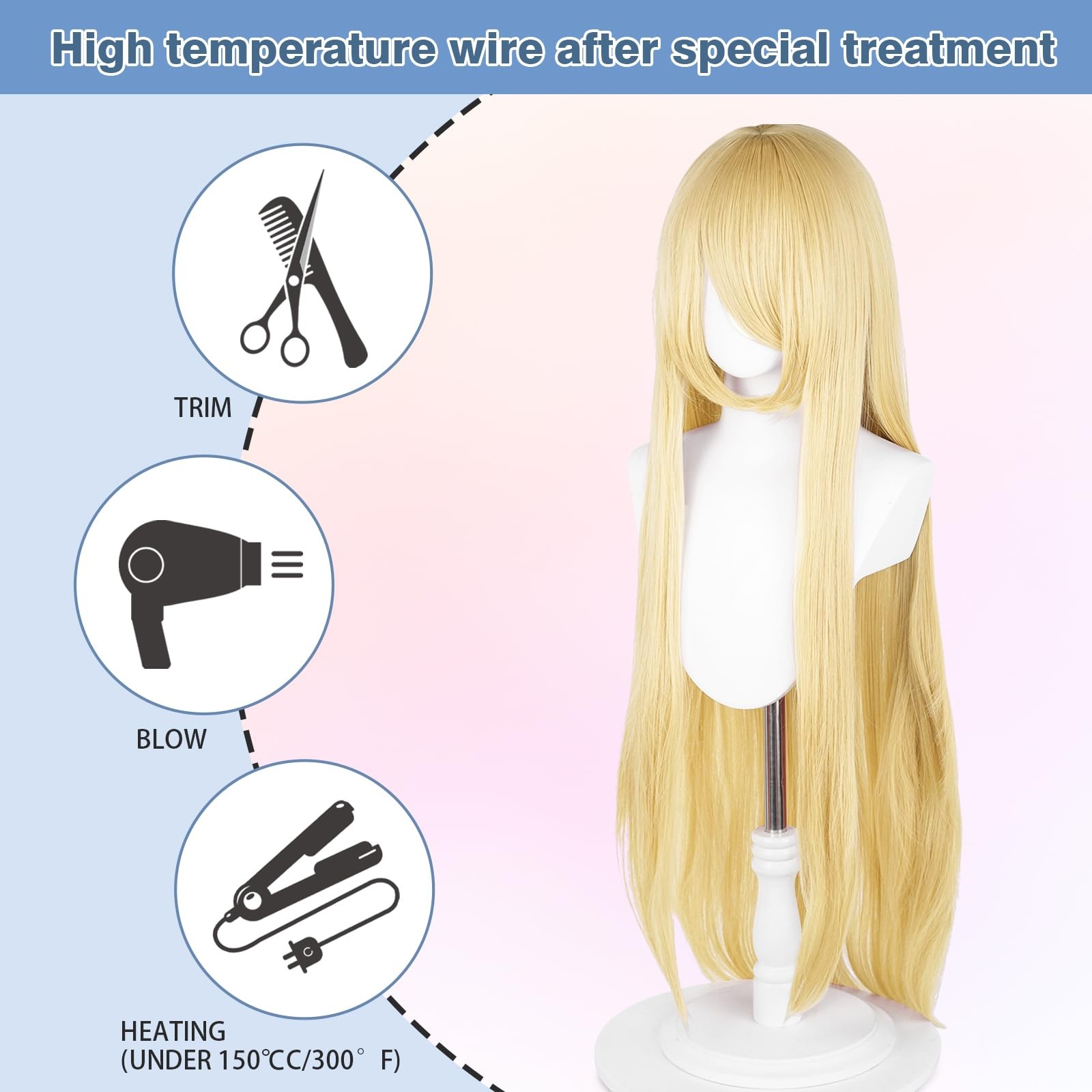 UTIEHD 100cm / 40 Inch Long Wig, Universal Costume Wig, Perfect for Party, Fe…