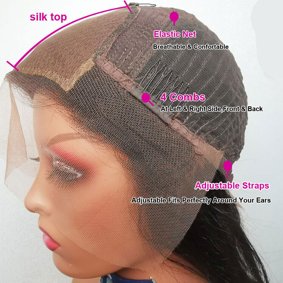 4×4 Silk Top Base with 13×4 Lace Front Human Hair Wig Natural Black Body Wave