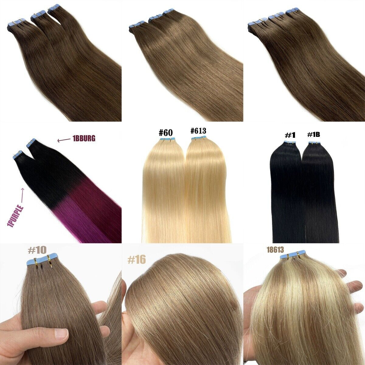 Tape in Hair Extensions Real Human Hair Double Stitched Invisible Skin Weft Hair