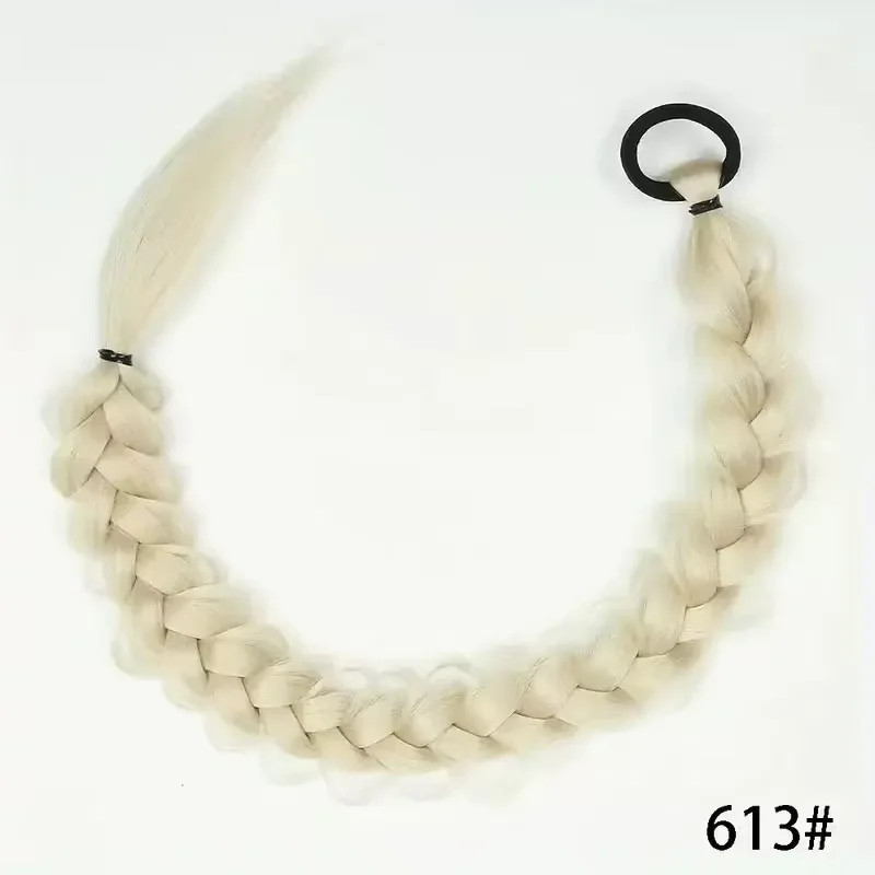 Long Braided Ponytail Hair Extensions Synthetic Hair With Elastic Band For Women