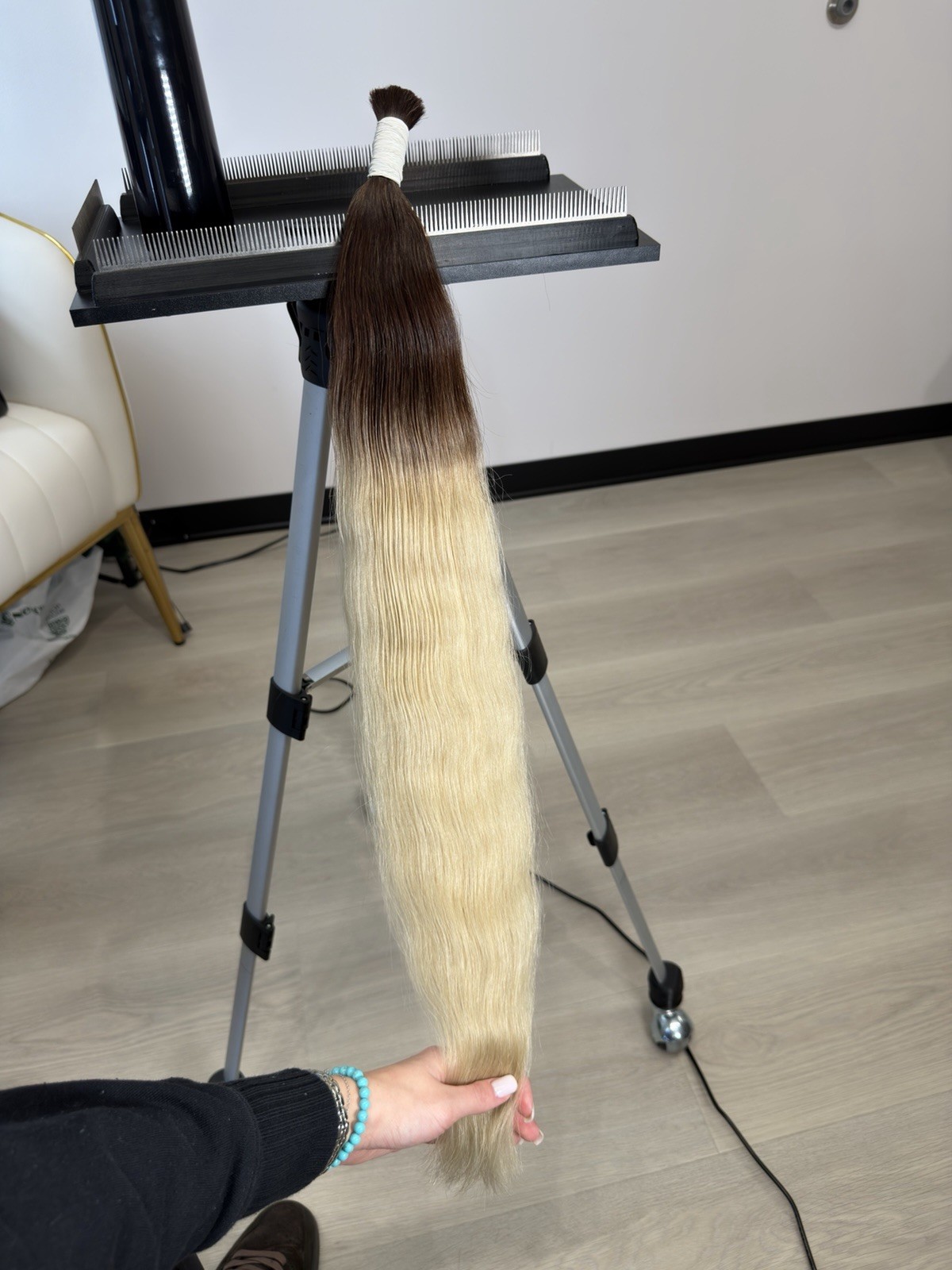 Ombré Dark Brown to Light Blond Human Hair Extension bulk 70cm 93g