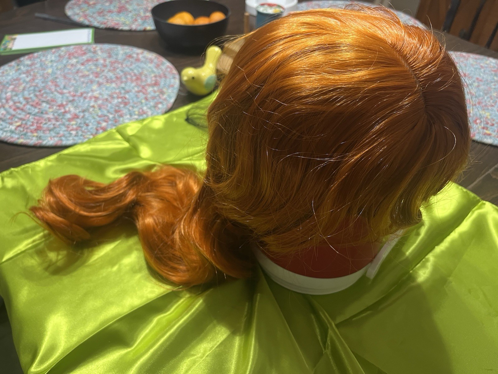 Long Orange/Ginger Colored Wig w/ Bangs & Hairnet
