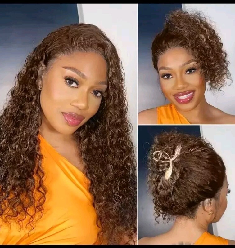 250 Density Invisible Strap 360 Full Lace Chocolate Brown Water Wave Wigs.