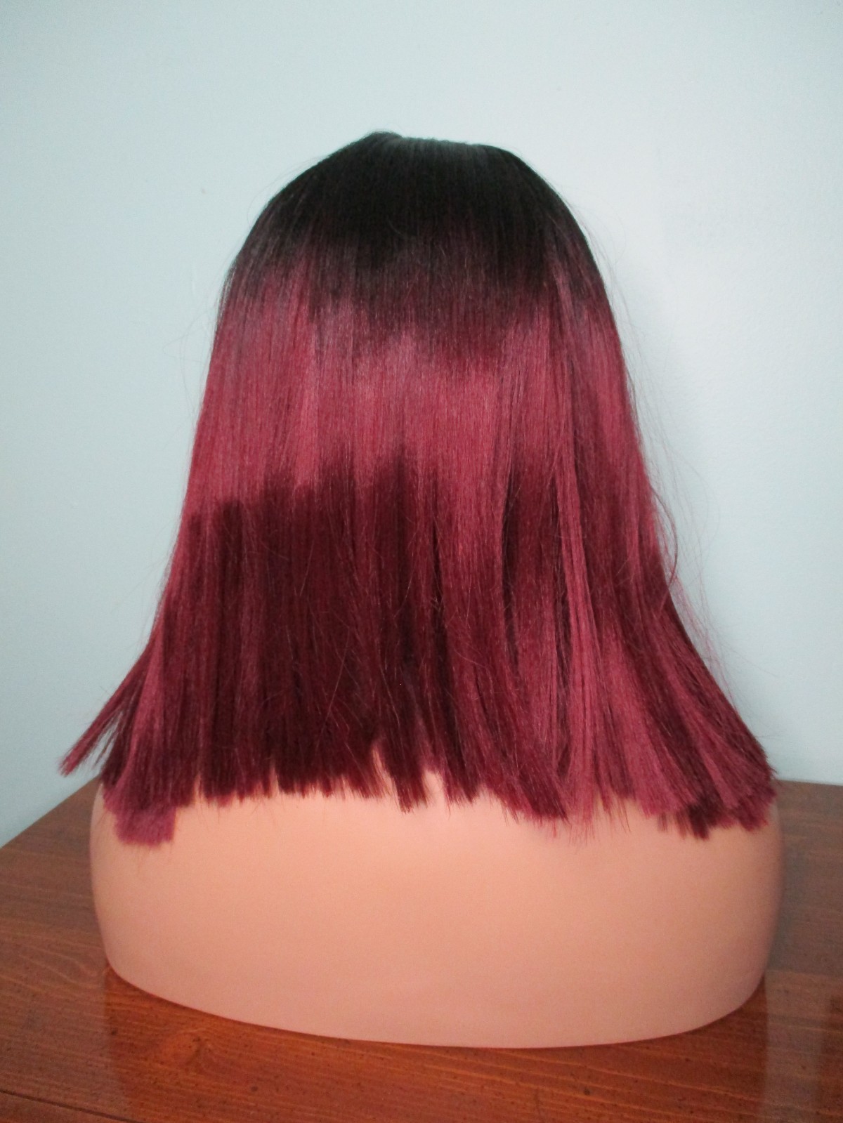 14″ burgundy red and black ombre LACE FRONT blunt cut lob WIG by RILAH – Futura