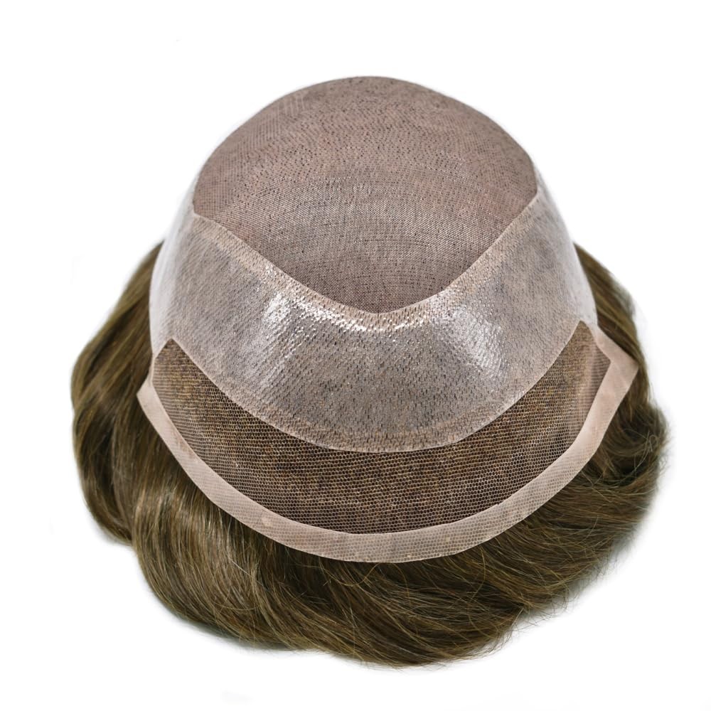 French Lace FrontToupee for Men HairSystem Replacement Mono Mens Hairpiece Wig