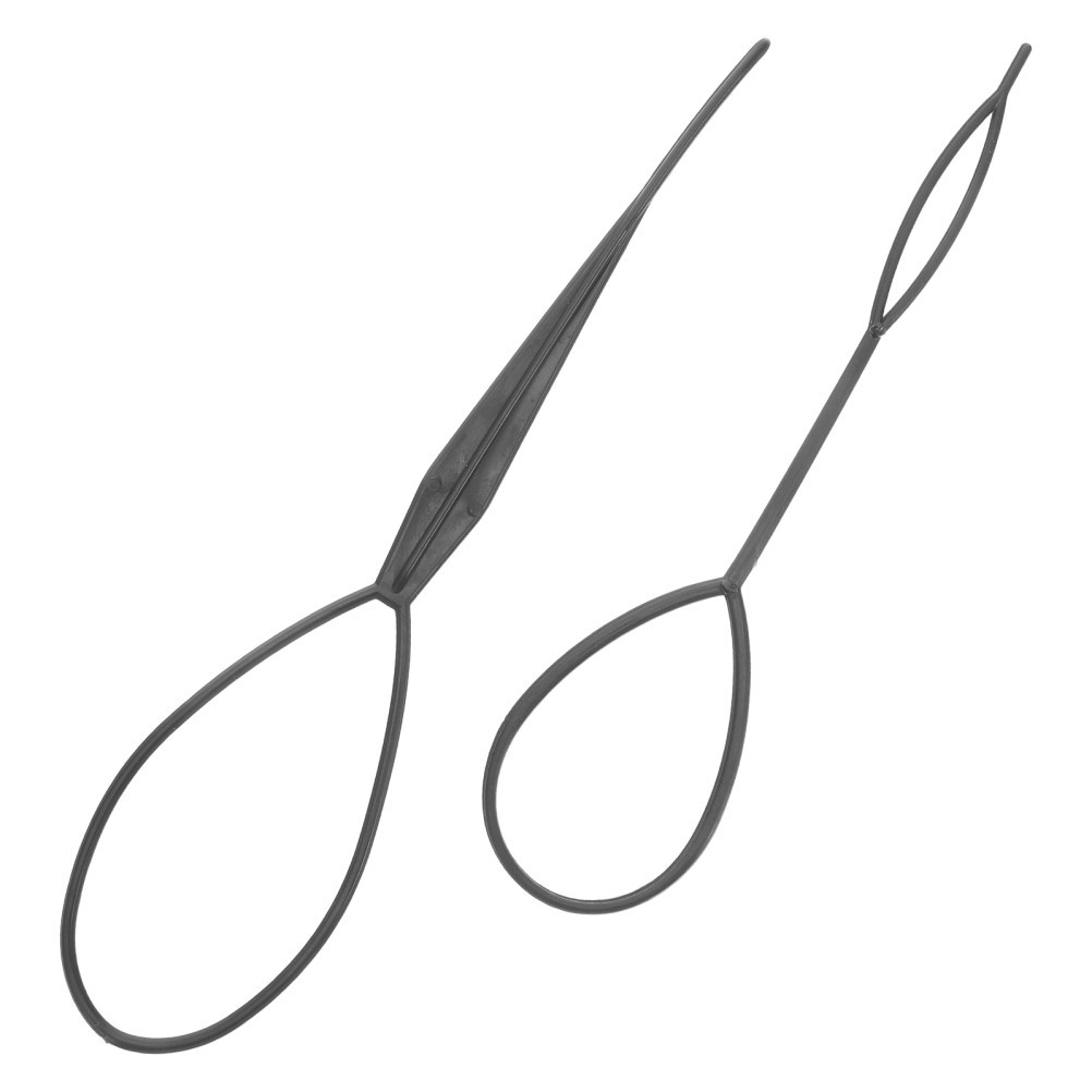 2Pcs Reusable Black Hairdressing Tool Elastic Crochet Braids Needle for Women