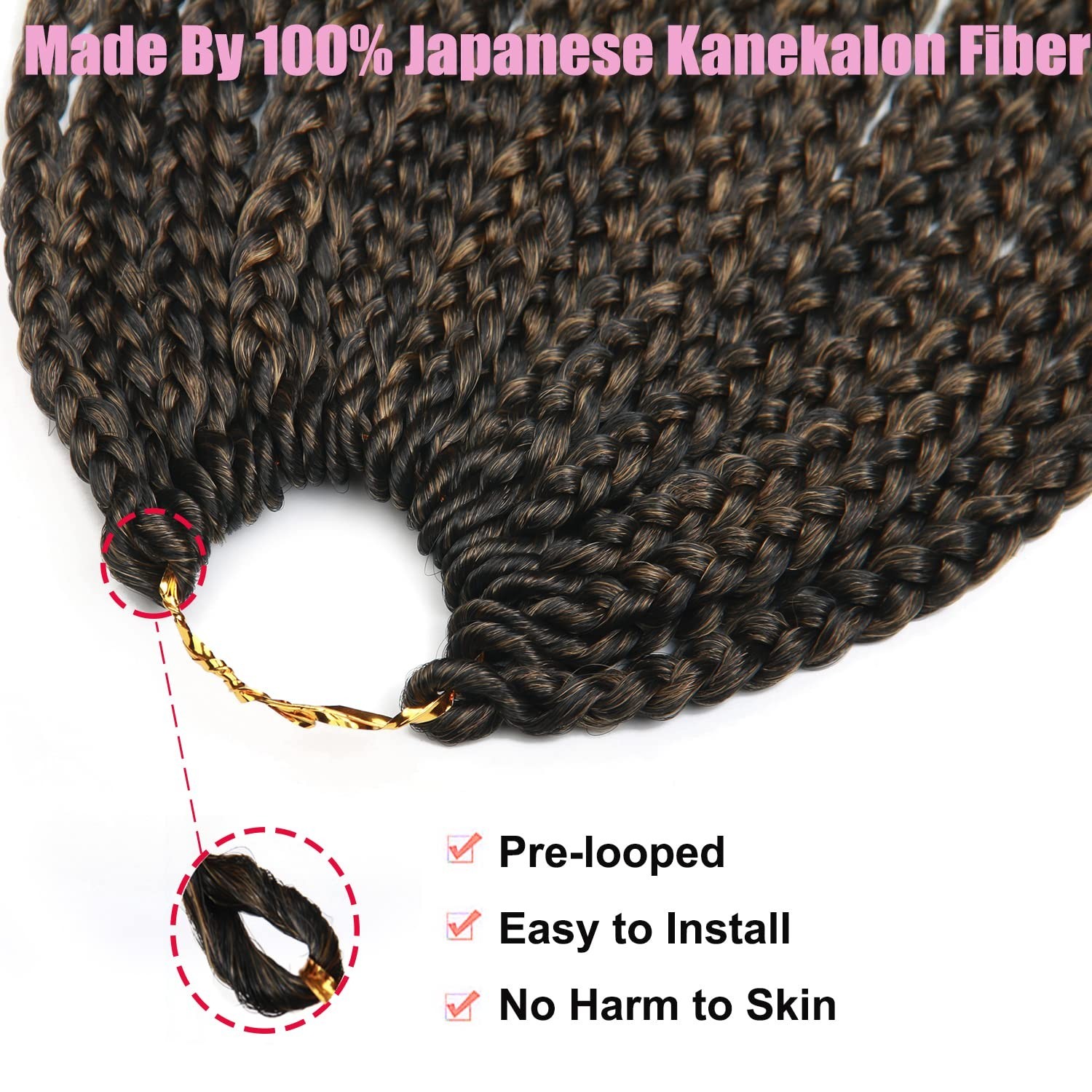 ROSESSEA 6Pcs/Pack Crochet Hair Crochet Box Braids Curly Ends 24 Strands/pcs …