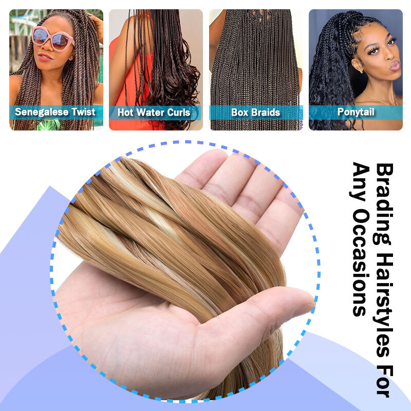 US French Curl Braiding Hair 24″ Pre-Stretched Bouncy Braiding Extensions Plaits