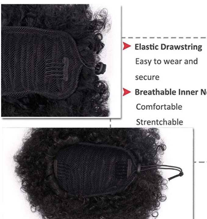 AISI QUEENS Synthetic Afro Puff Curly Hair Ponytail Short Kinky/Curly Med 1#