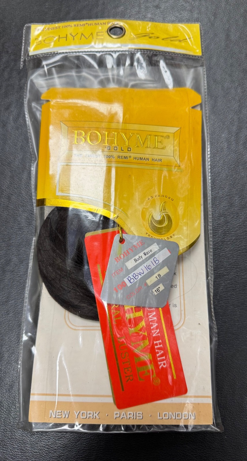 Bohyme Gold 100% Remi Human Hair Machine Weft Body Wave 16” #1B