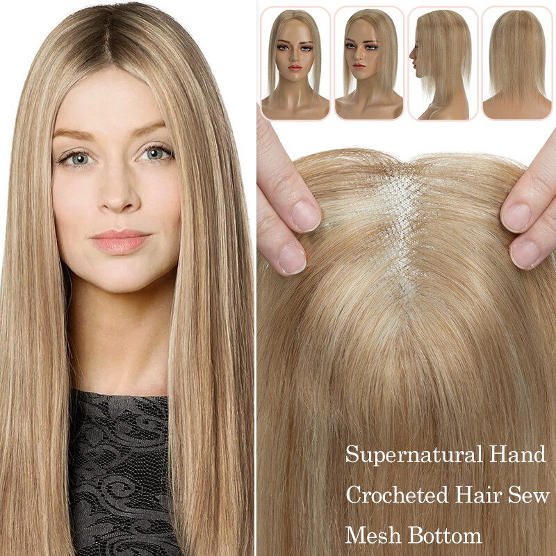 Hair Toppers Clip in Real Remy Human Hair Piece 130% Density Lace Base 8x10cm US
