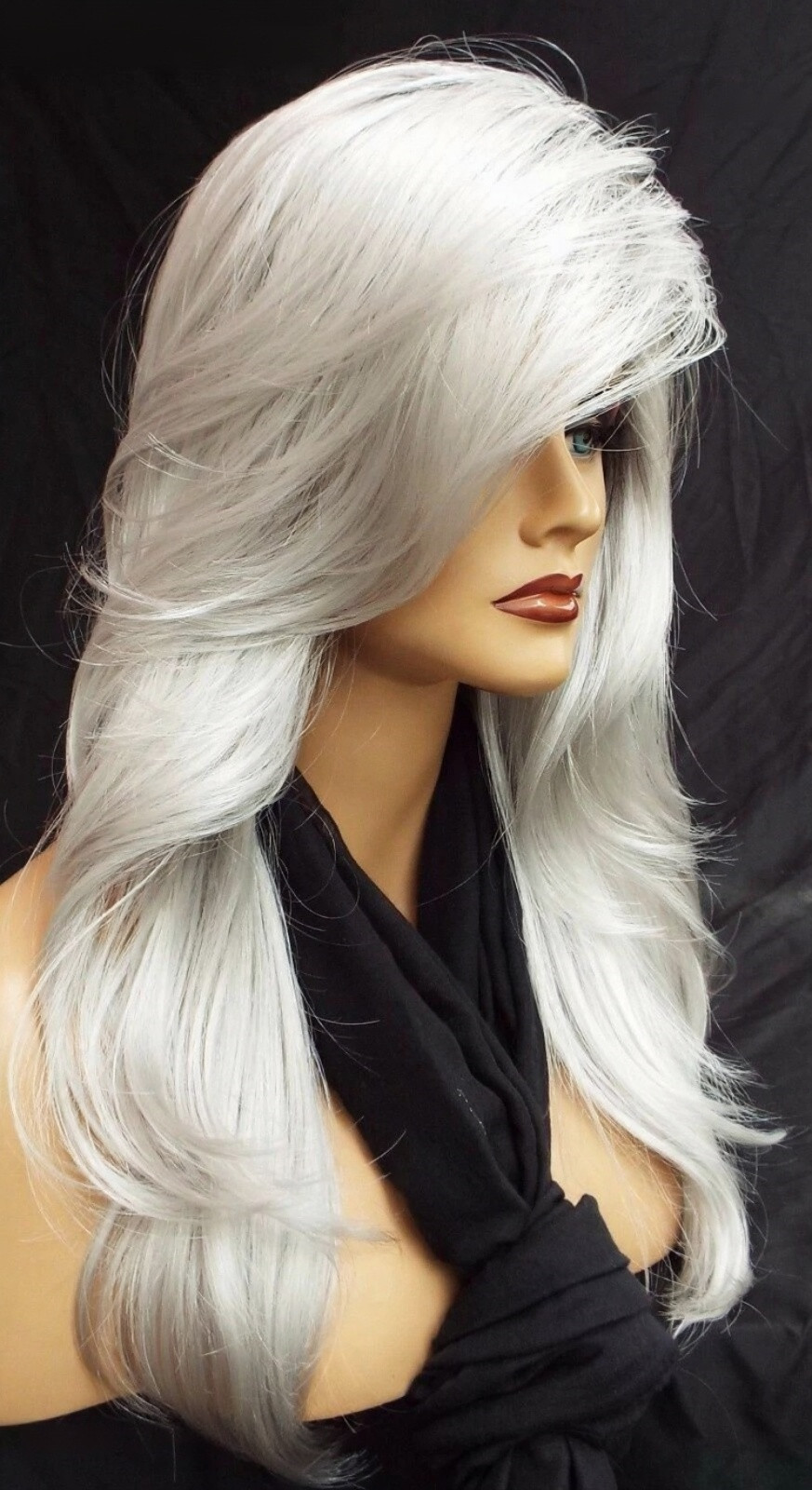 “ANGELICA” DESIGNER WIG ☆ #60 WHITE ROOTED ILLUMINA R LONG FLOWING WAVES SEXY
