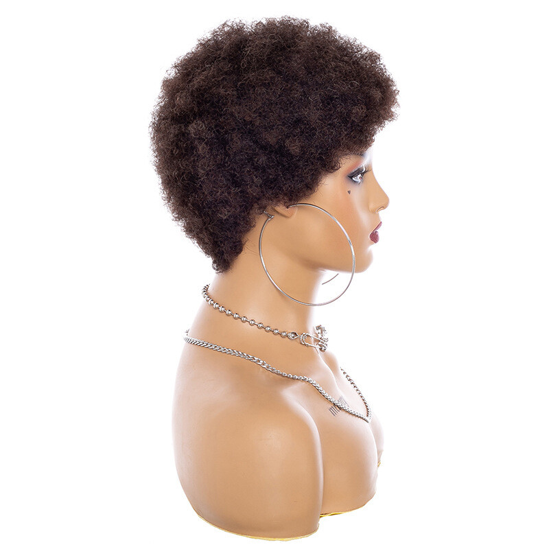 Afro Wigs for Black Women 100% Human Hair Kinky Curly Wig Soccer Fan Party Wigs