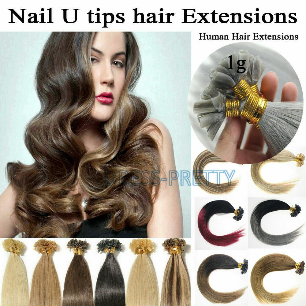 Pre-Bonded Keratin Fusion Glue Nail U-Tip Human Remy Hair Extensions Balayage 1g