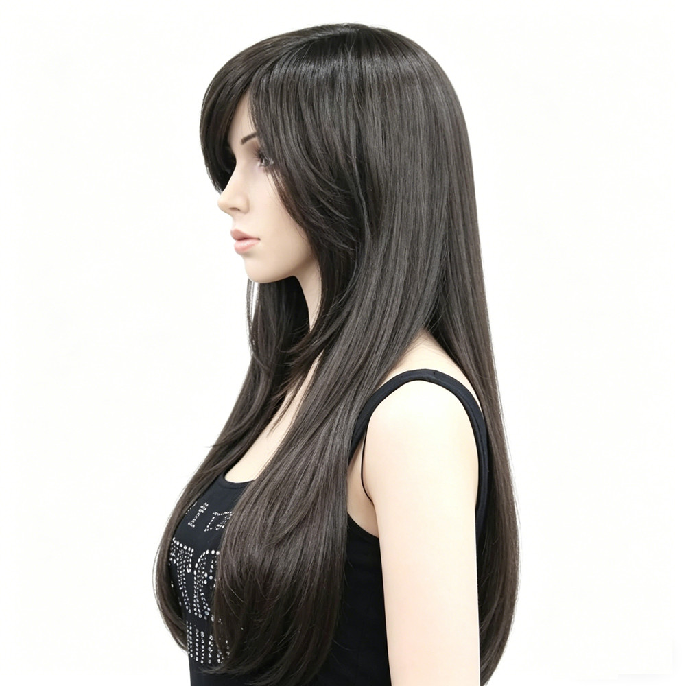 Women 50Cm Long Straight Wig Synthetic Hairpiece Daily Party Cosplay Casual Wear