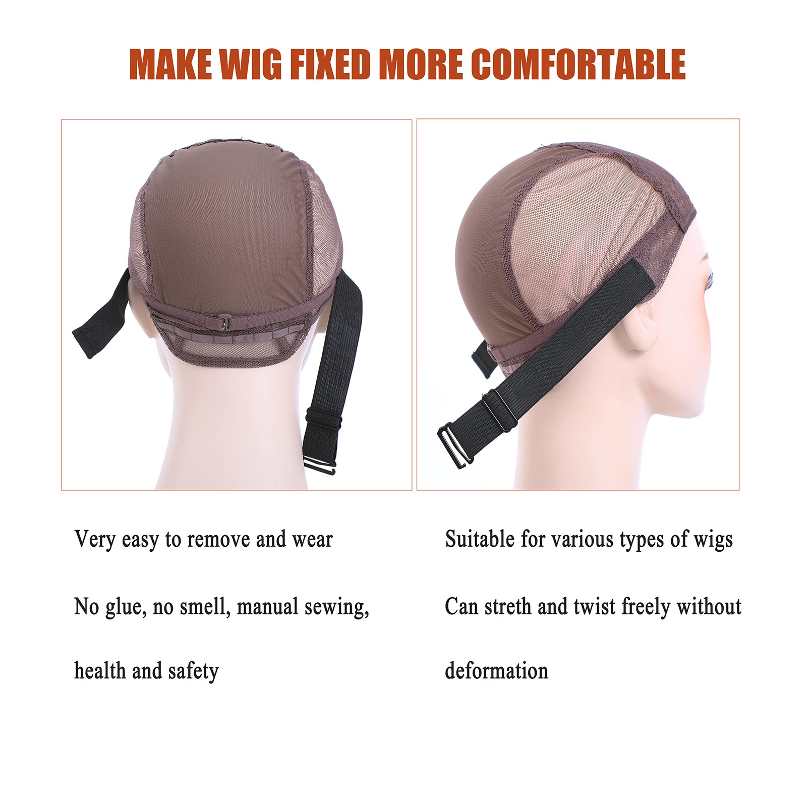 Adjustable Elastic Bands Straps For Wigs (Black/20pcs)