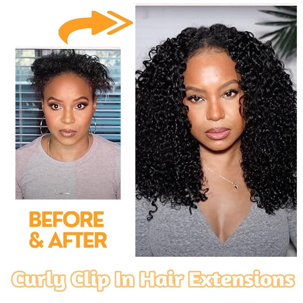 Aqifai Highlight Ombre Honey Blonde 4/27 Kinky Curly Clip Ins 12 Inch 110G 8Pcs