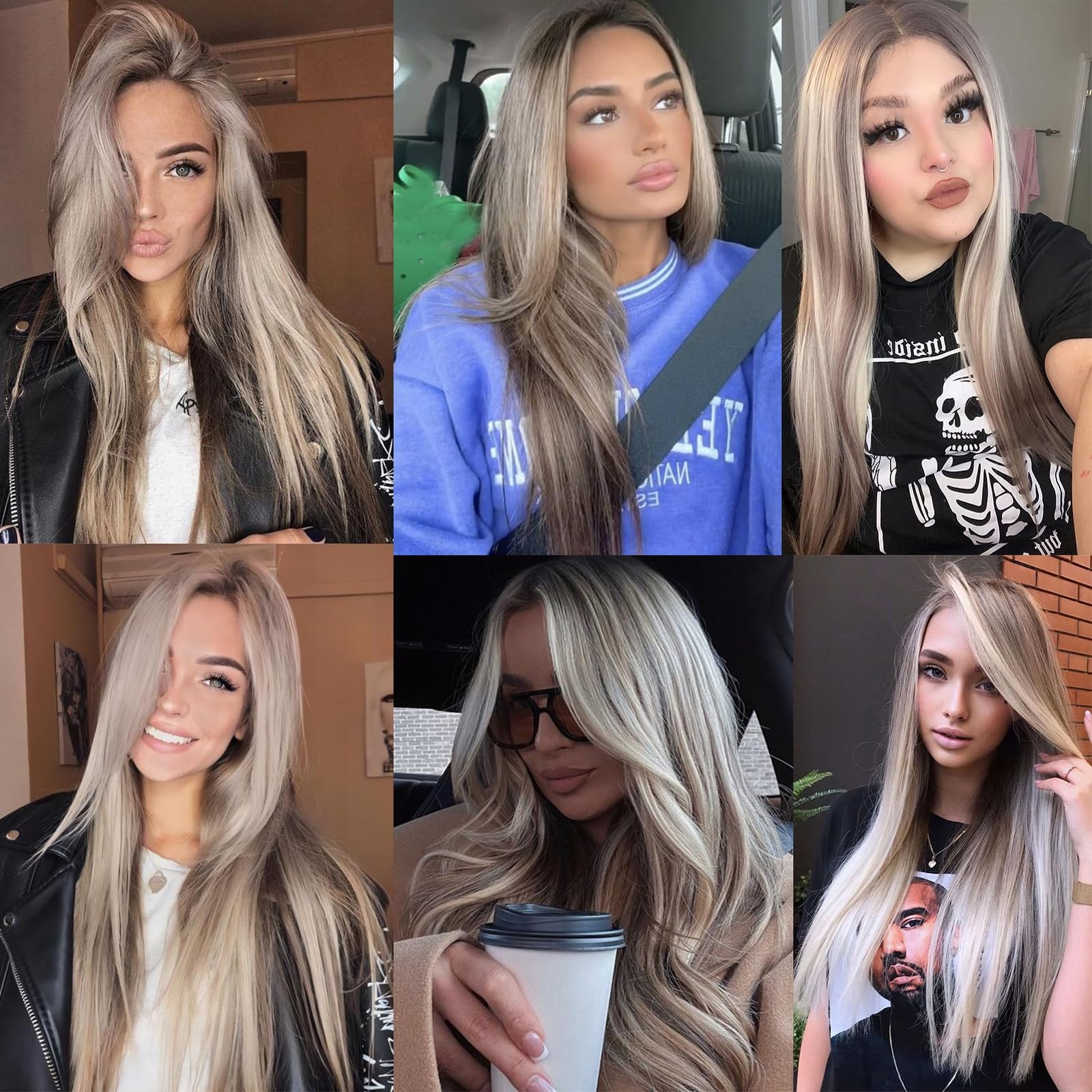MACA BAKA Highlight Ash 150 Density, F22-Ash Blonde Straight 24″ 13×6 Wig