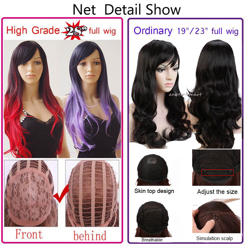 Hot Long Hair Full Wig Ombre Two Tone Heat Resistant Synthetic Fibre Wigs Thick
