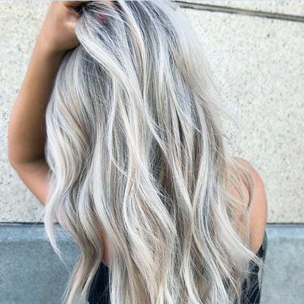 Women’s Wig Long Curly Hair Wigs Hair Ombre Silver for Cosplay Party Daily Use