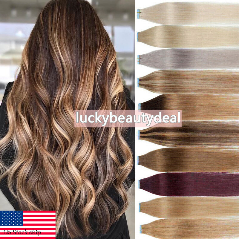 Seamless Tape-in Human Hair Extensions Double Sided Adhesive Skin Weft Real Hair