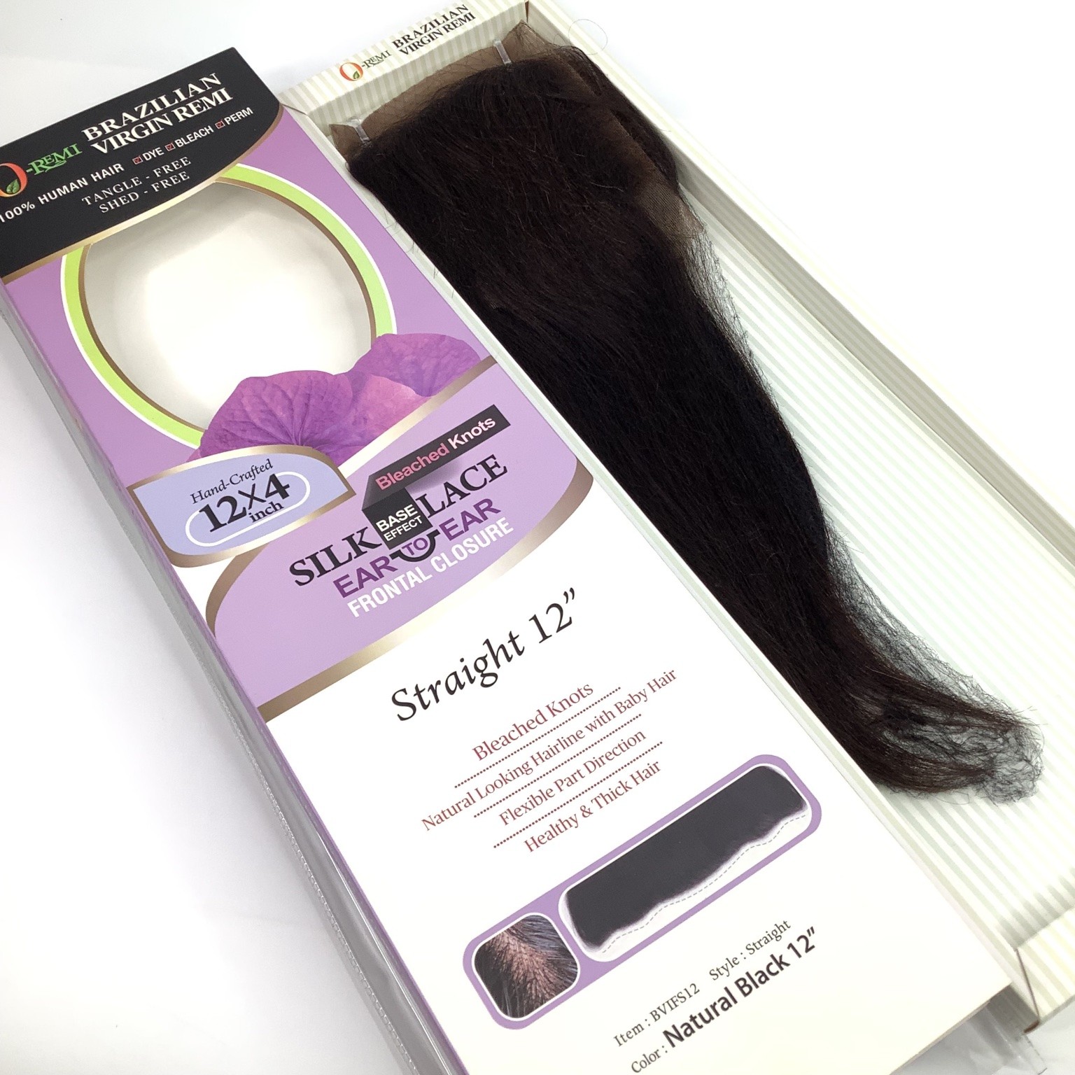 O-REMI BRAZILIAN VIRGIN REMI 12″ Straight Silk Base Lace Frontal Closure