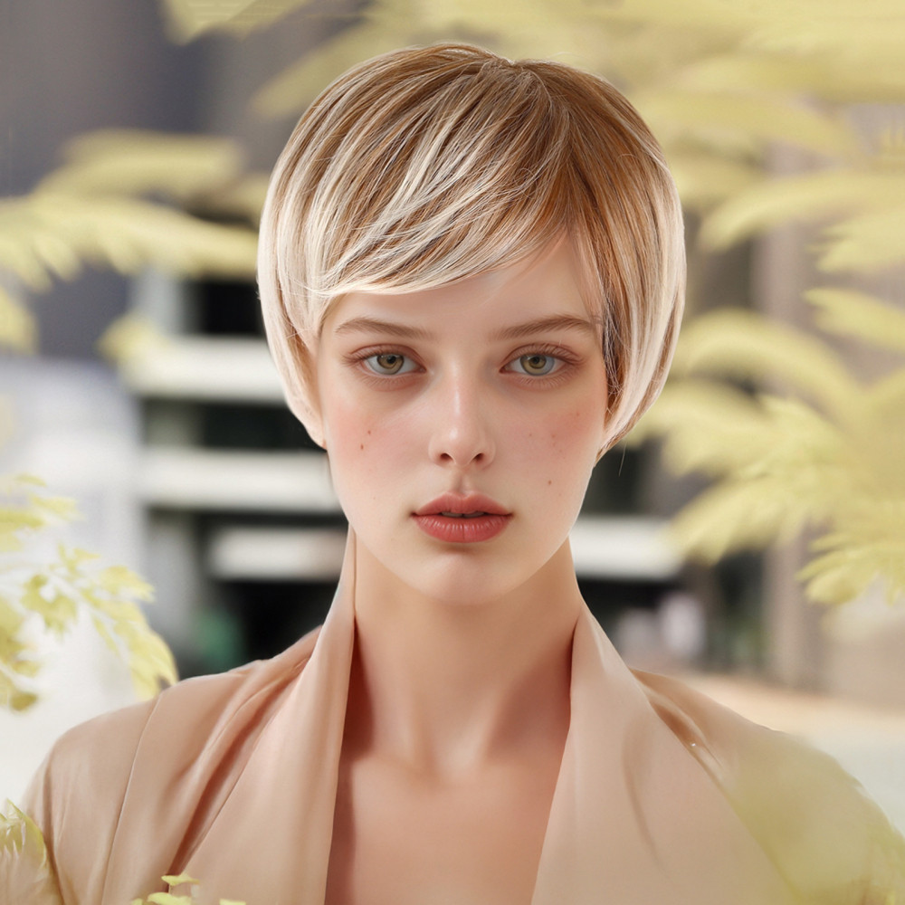 20CM Short Women Short Wigs Synthetic Natural Fake Hair Cosplay Casual