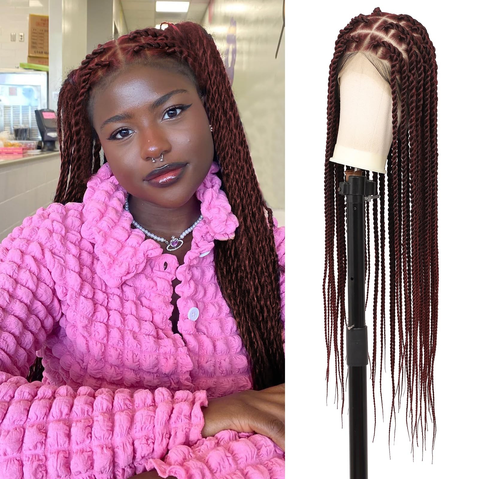 Youthfee 360° HD Full Lace Braided Wigs Knotless Twist Braided Wig for Women …