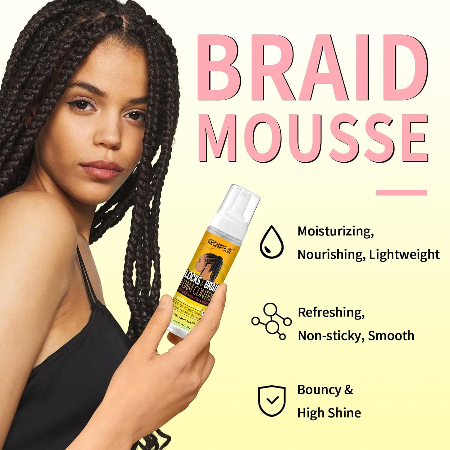 Braid Foam Control Mousse Hair Braiding Mousse for Twist, Locs, Braids Lightweig