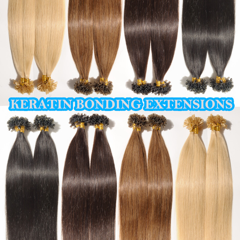 USA CLEARANCE Nail U Tip Human Hair Extensions Remy Pre Bonded Keratin Blonde 1G
