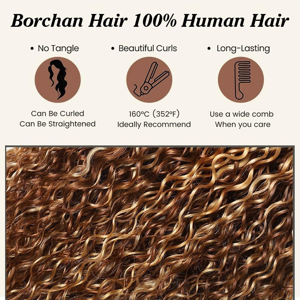 Brazilian Virgin Hair Water Wave Bundles 4/27 Honey Blonde Ombre 16-20″