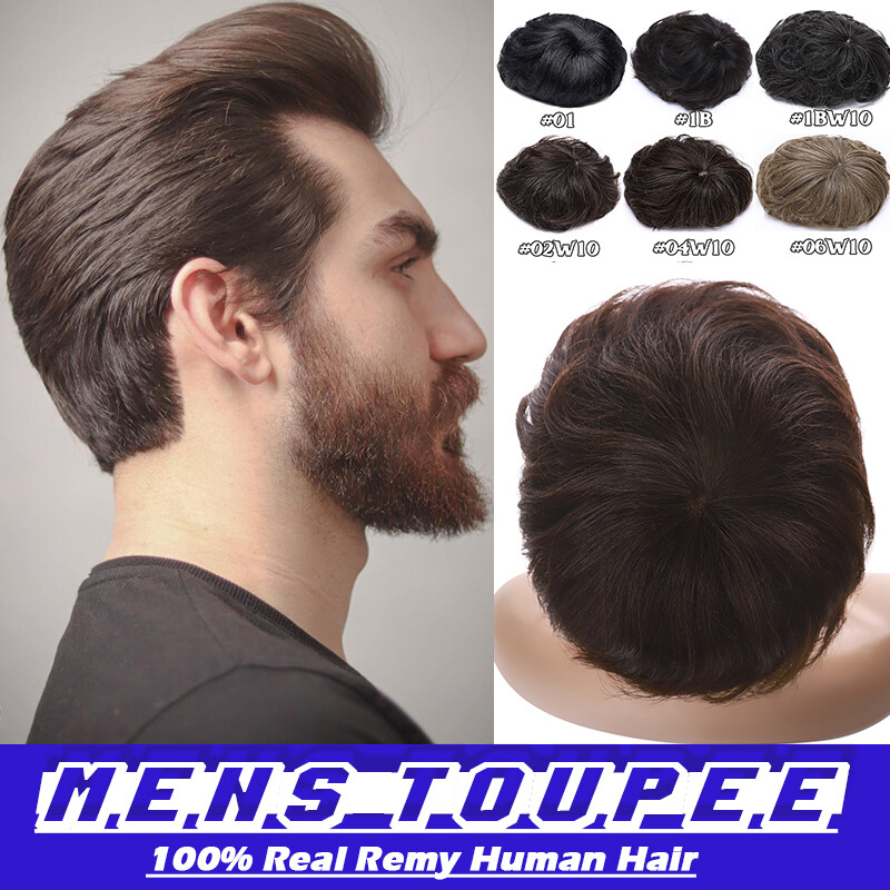Clip In Topper Mens Remy Human Hair Piece Replacement System Mens Women Toupee