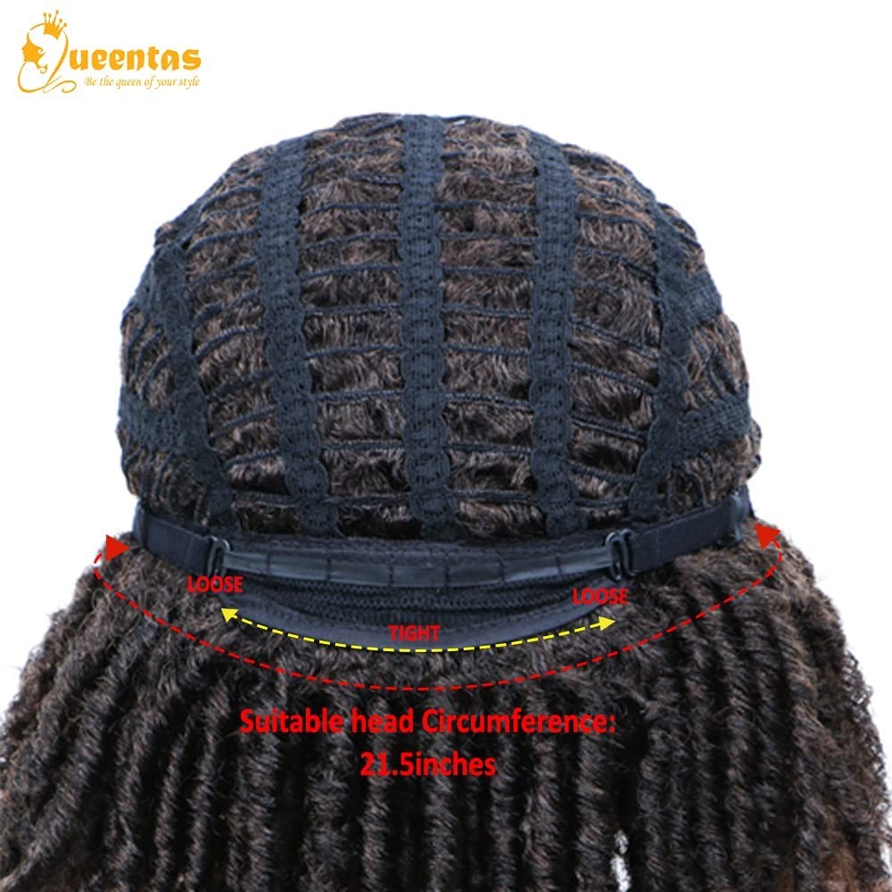 Queentas 12 Inch Short Curly Big Afro Braided Dreadlock Wigs For Black Women