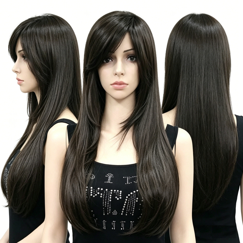Women 50Cm Long Straight Wig Synthetic Hairpiece Daily Party Cosplay Casual Wear