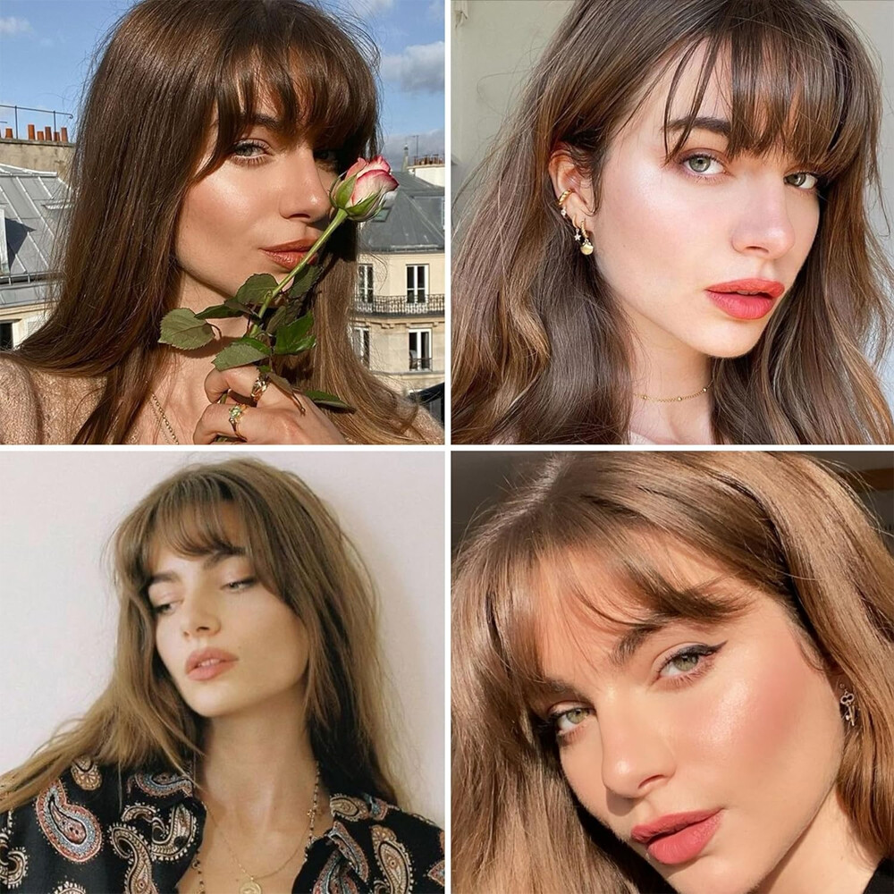 100% Real Human Clip in Hair Fringe 3D 360° Cover Air Bangs Lace Topper Toupee