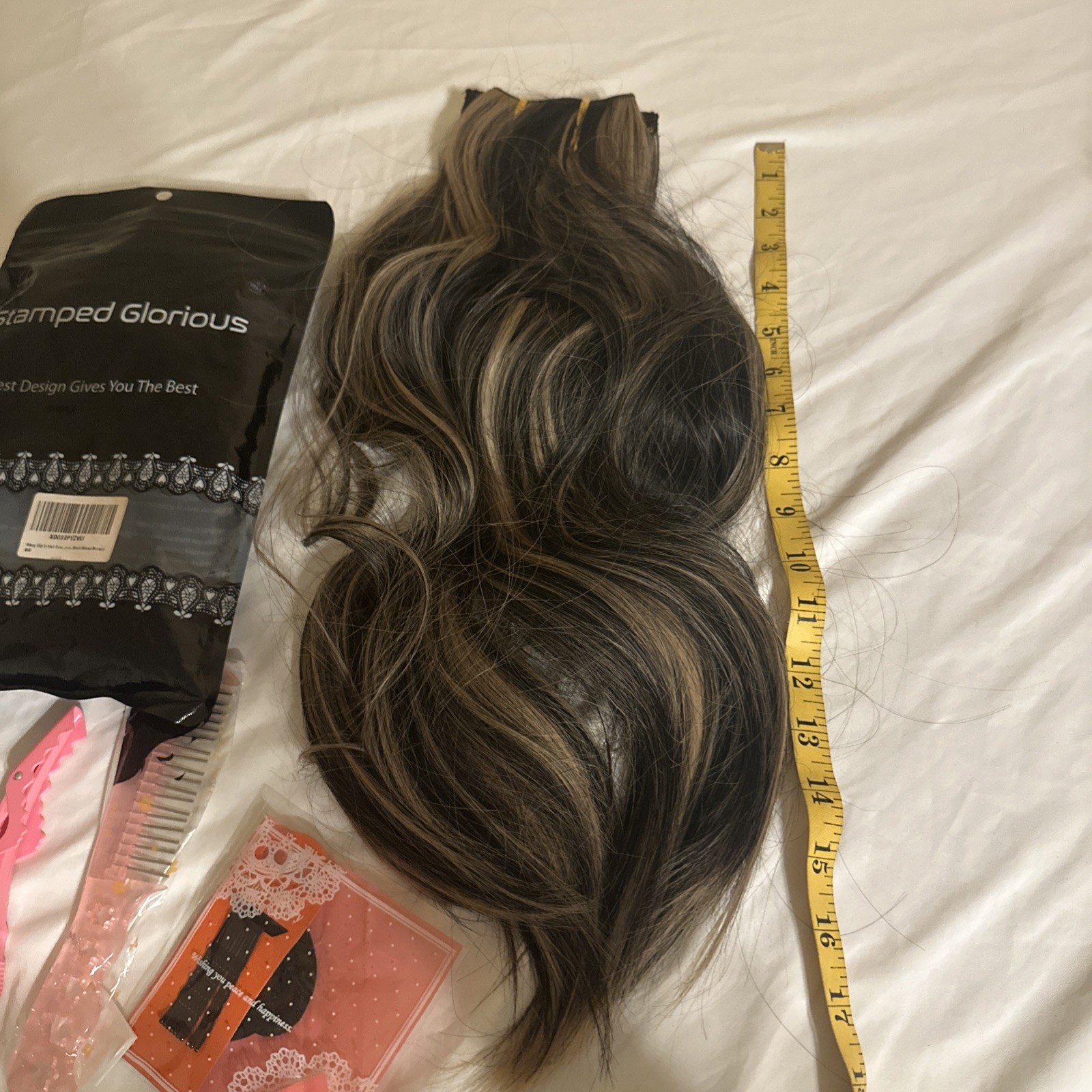Stamped Glorious Wavy Clip On Human Hair Extensions black and brown