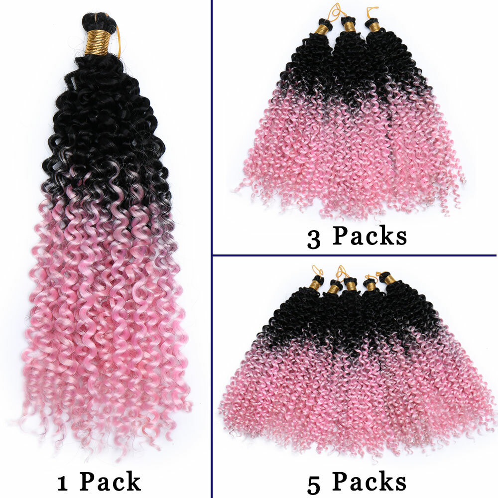 3/5Packs Marlybob Deep Wave Curly Afro Crochet Braiding Hair Extensions As Human