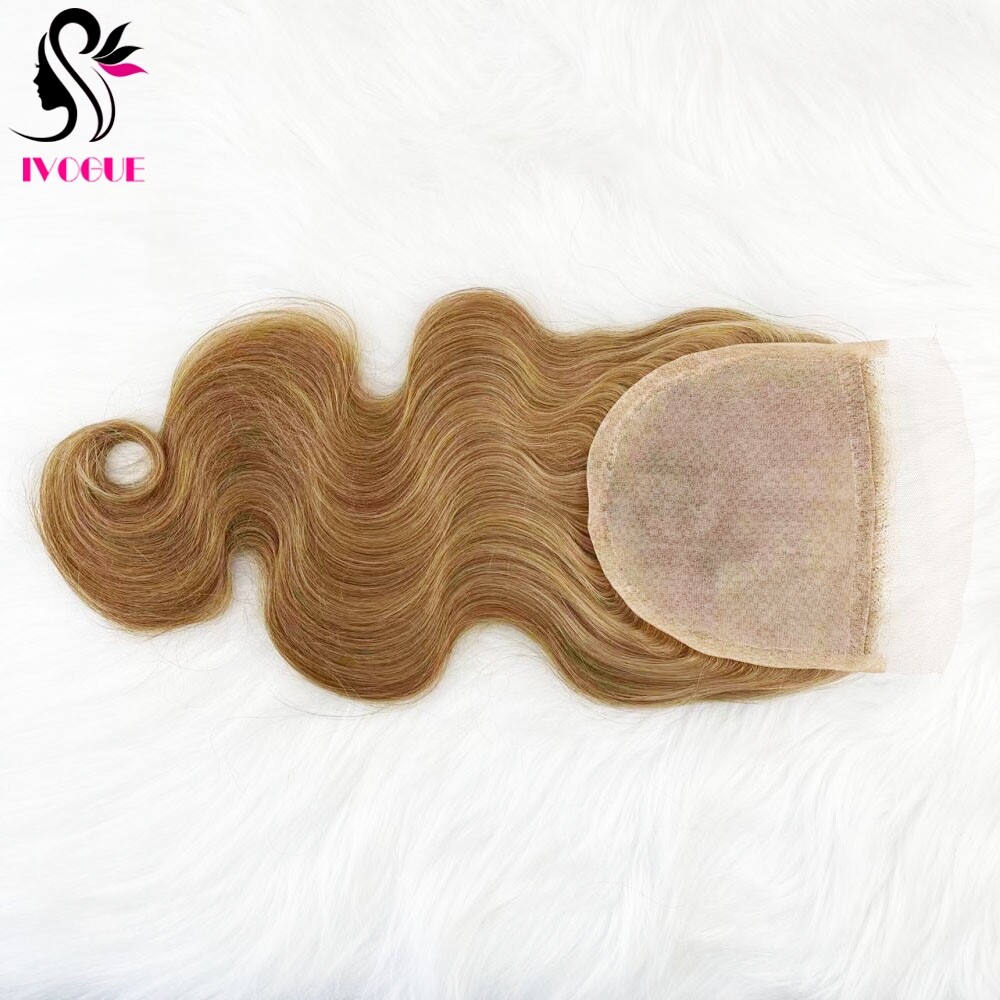 5″x5″ Blonde Silk Top Lace Closure Human Hair Silk Base Closure Body Wave #27