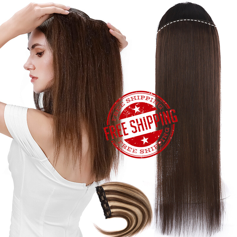 One Piece Clip In Thick Remy Human Hair Extensions 3/4 Full Head Straight & Wavy