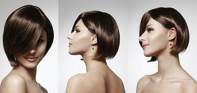 Classic Cap women Synthetic straight Short Medium Brown full wig HengFeng ZP16