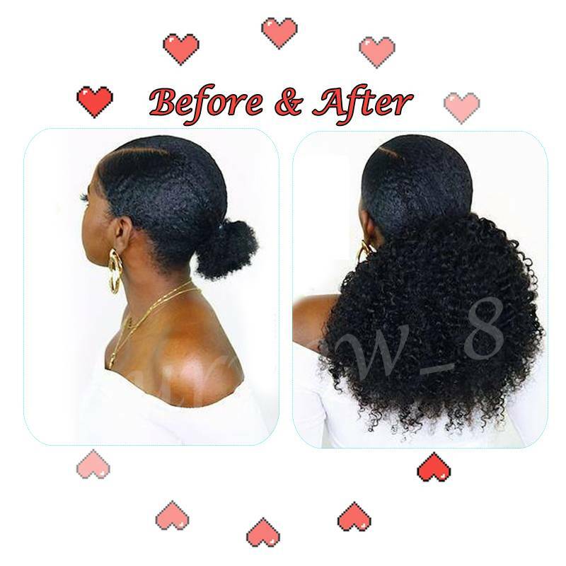 High Ponytail Puff Bun Clip In Drawstring Hair Extensions Water Wave Hairpiece