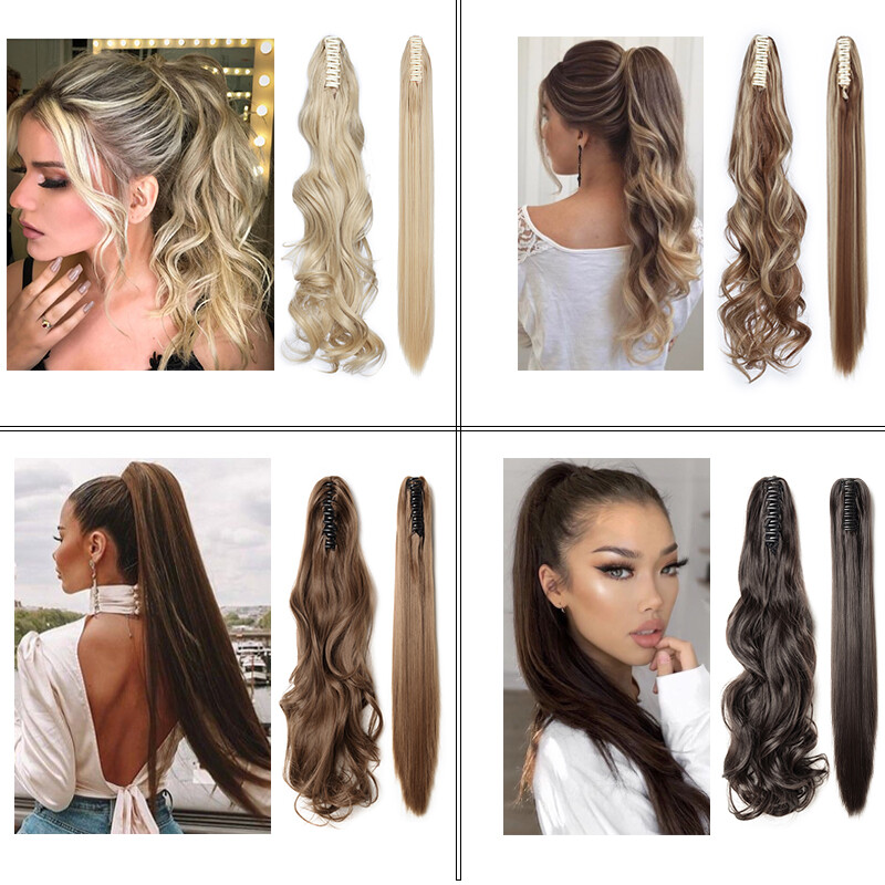 AAA+ Natural Jaw Claw On Ponytail Hair Extensions Clip In Hair Piece ExtraThick