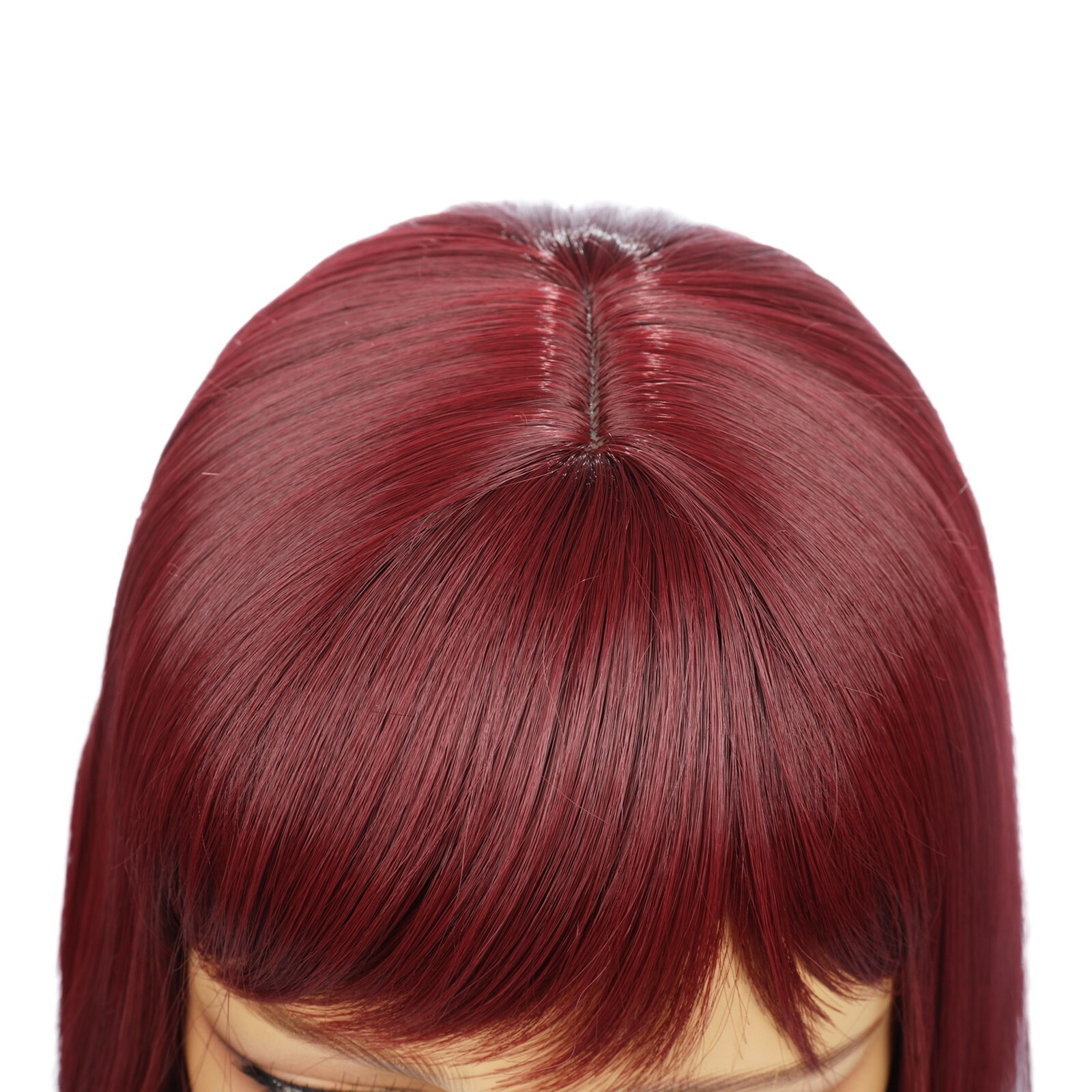 55cm Wine Red Fashion Wig For Women Chemical Fiber High Temperature Silk Wig
