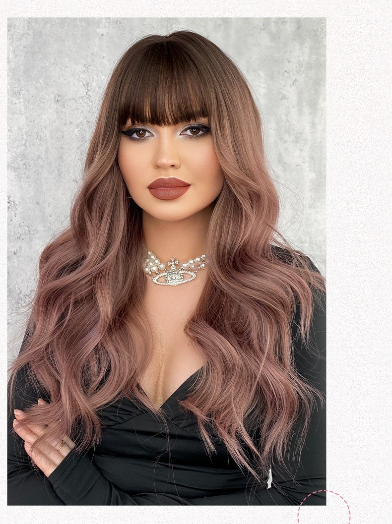Wavy brownish-blonde wig with frizzy natural big waves and sexy long curly hair